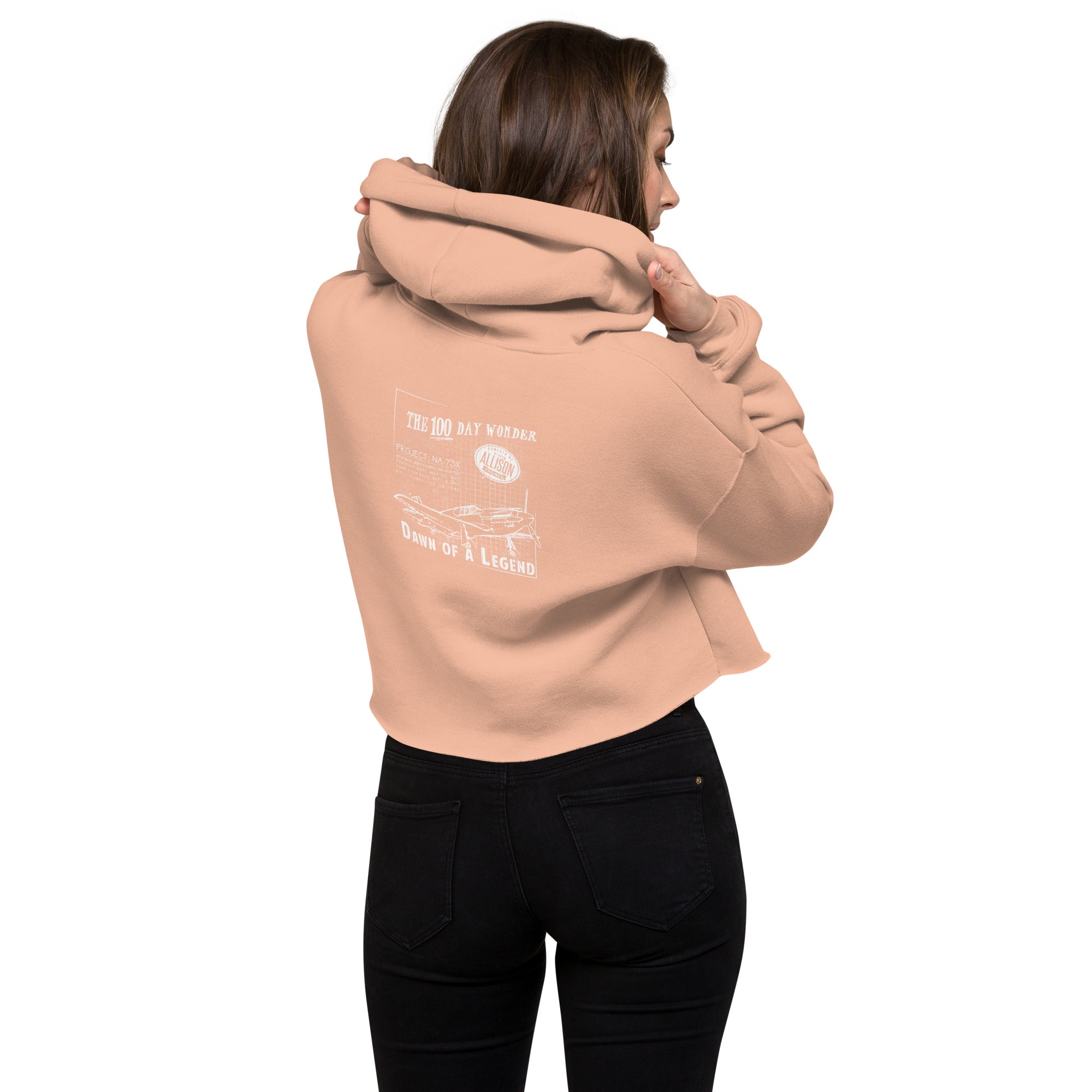 WOMEN'S 100 DAY WONDER CROPPED HOODIE - S LEFT CHEST, LARGE BACK LOGO