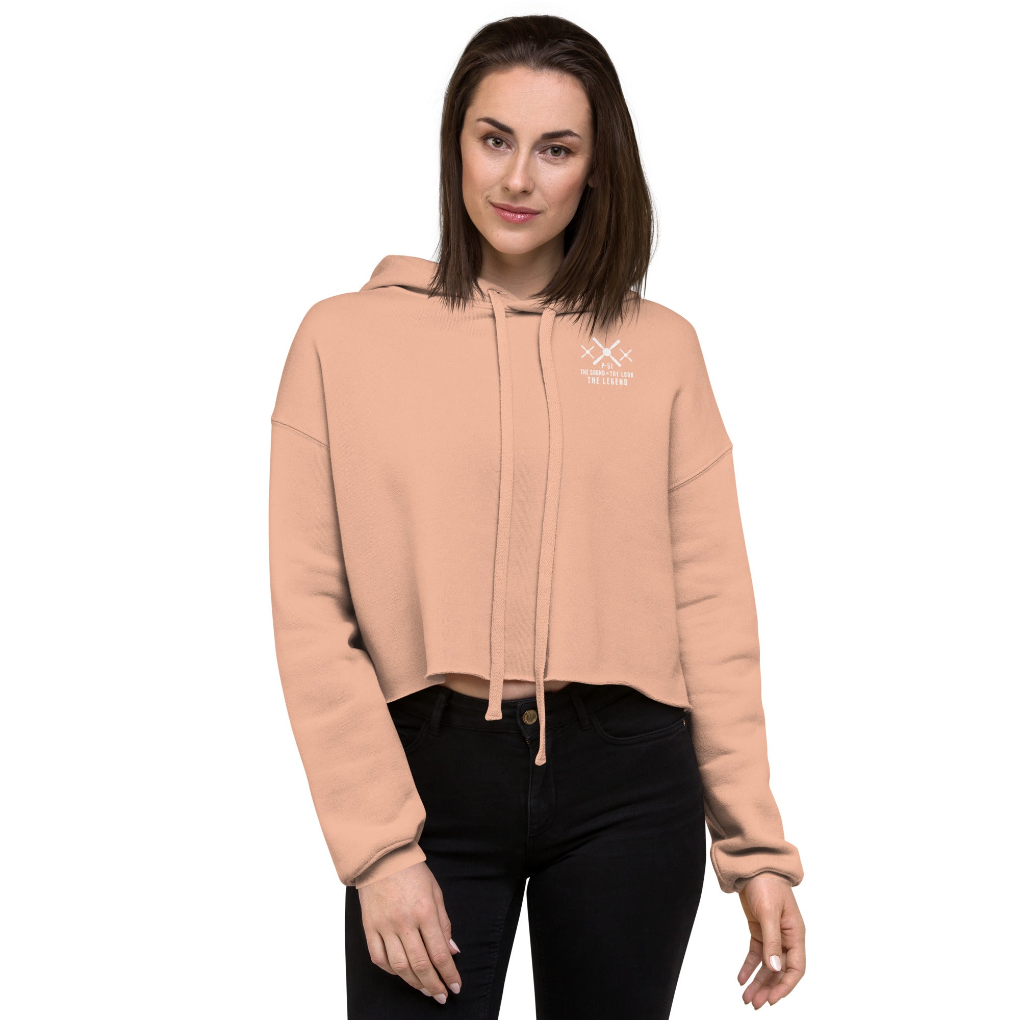 WOMEN'S MUSTANG LEGEND CROPPED HOODIE - S LEFT CHEST, LARGE BACK LOGO