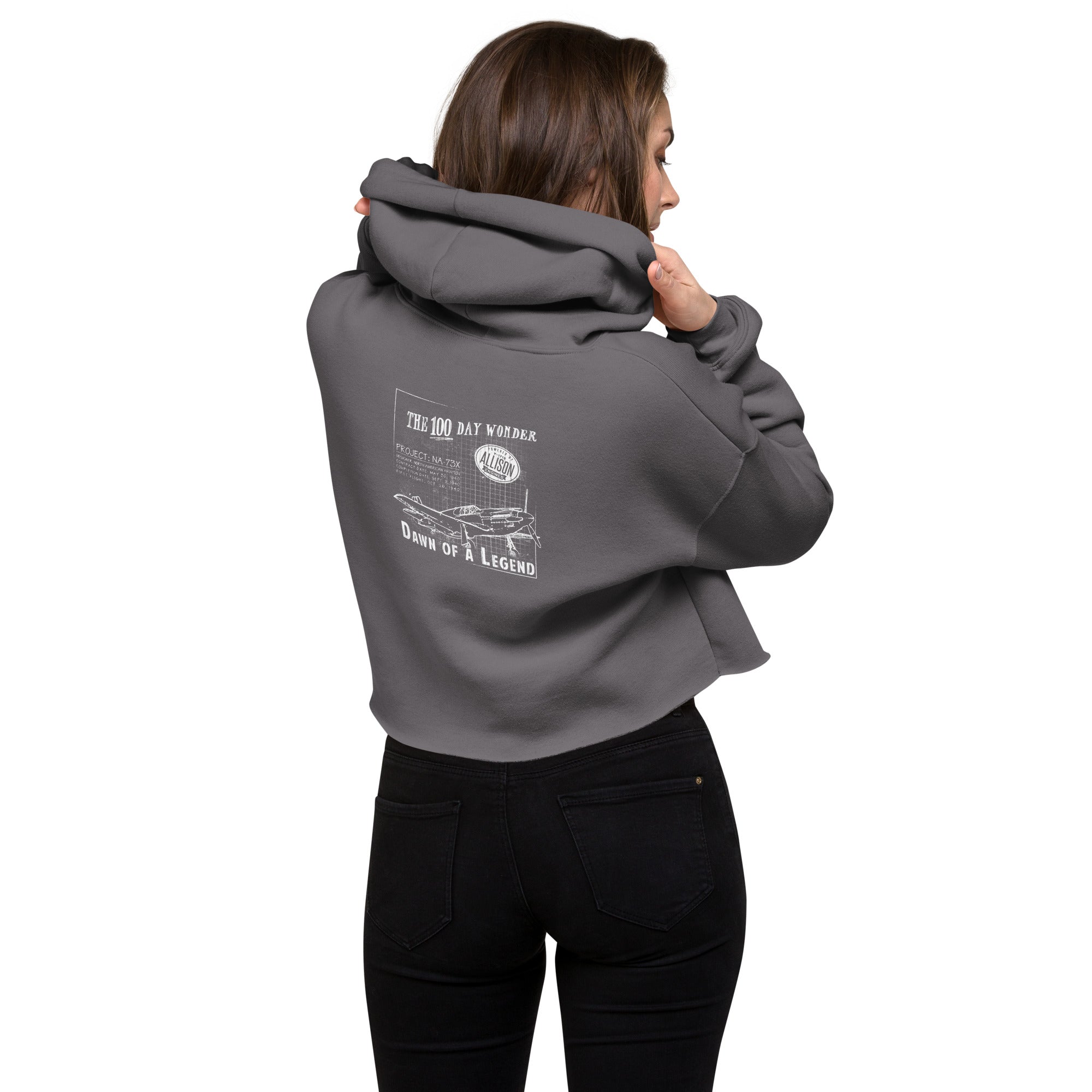 WOMEN'S 100 DAY WONDER CROPPED HOODIE - S LEFT CHEST, LARGE BACK LOGO