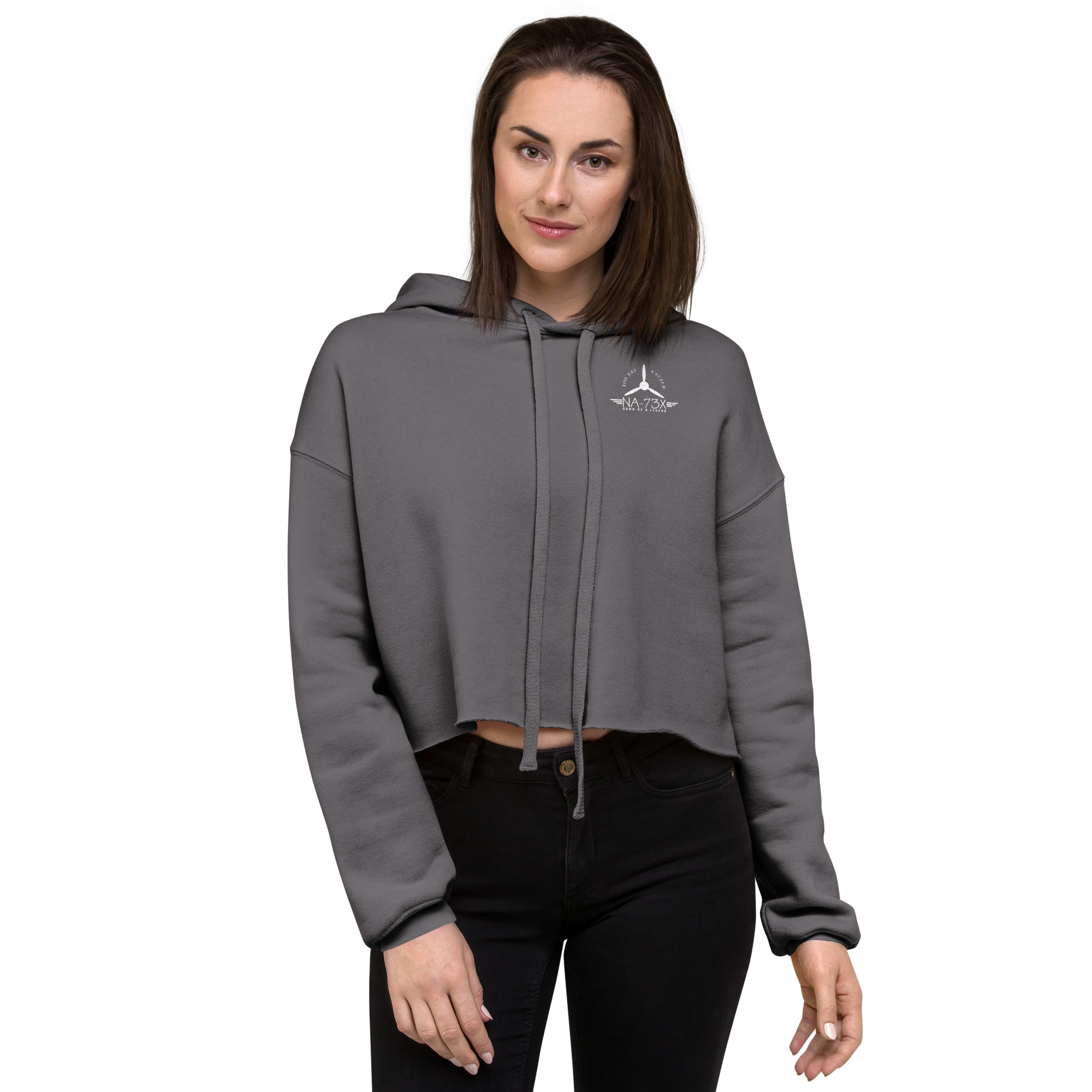WOMEN'S 100 DAY WONDER CROPPED HOODIE - S LEFT CHEST, LARGE BACK LOGO